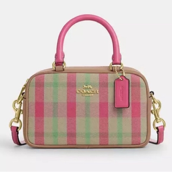 Coach Pink & Green Plaid Crossbody - Picture 1 of 2